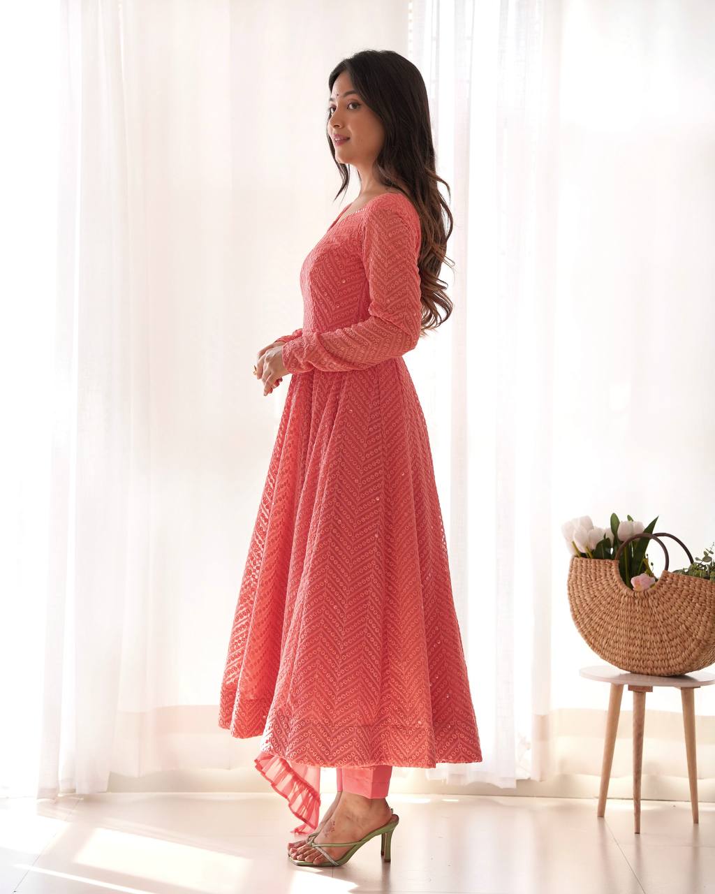 ✨ Elegant Lucknowi Anarkali Set ✨